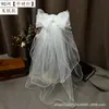 Velo de novia vestido de novia principal lazo dulce francés Perla industria pesada accesorios para el cabello de princesa de boda Blanco foto de cumpleaños