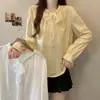 Ropa de mujer talla grande 2026 otoño nueva moda simple elegante con cordones versátil fina blusa de manga larga