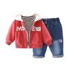 Traje de manga larga para niño 2024 Nueva Moda Bebé de tres piezas Guapo Lindo Chaqueta Ropa de Moda para Niños