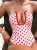 Traje de baño de una pieza retro con tirantes de lunares europeos y americanos transfronterizo para mujer, traje de baño sexy de alta gama ajustado, bikini de una pieza