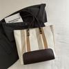 Bolsa feminina estilo preguiçoso 2024 nova bolsa de lona listrada contrastante da moda bolsa de ombro com axila da moda