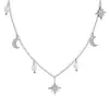 Estilo Ins Europeo y Americano Estrella de Ocho Puntas Luna Collar de Perlas de Agua Dulce Multiaccesorios Cadena para Clavícula de Acero de Titanio Moda Piedra para Mujer