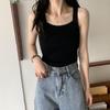 Verão 2024 estilo coreano sólido cor curta colete interno malha camisa base feminina sling top para uso externo