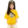 Camiseta de Manga Corta de Algodón Puro para Niñas, Top de Ropa Infantil de Dibujos Animados Moderno y a la Moda, Camiseta Casual Versátil de Cuello Redondo para Bebés Niñas, Manga Media