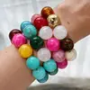 BZ2427 Cuentas Redondas de Nube Geométricas Acrílicas Estilo Bohemio Europeo Hilos Perla de Imitación Pulsera Elástica para Mujer Femenina