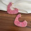 Nuevos Pendientes Tejidos Degradados de Otoño e Invierno Transfronterizos Maillard Tridimensionales Retro Nicho Temperamento Versátil Pendientes de Clip para Oreja