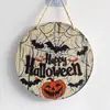 Decoración Colgante de Puerta Artesanal de Madera de Halloween Transfronteriza Señal Redonda Señal de Madera de Bruja Decoración de Halloween Personalización