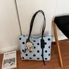 Bolso de Moda Transfronterizo 2026, Bolso de Mano de Lunares, Bolso Tote de Lino Estilo Coreano, Bolso de Hombro de Gran Capacidad para el Trabajo