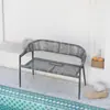 Juego de mesa y sillas de comedor de mimbre para exteriores estilo nórdico para balcón, cafetería, tienda de té con leche, área de ocio al aire libre, mesa de té para exteriores y sillas de mimbre