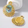 Acero Inoxidable 304 Europeo y Americano Sol Incrustado Abalón Natural Concha Blanca Colgante Accesorios para Joyería DIY Accesorios de Colgante con Textura