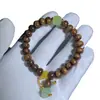 Pulsera Artesanal de un Solo Círculo, Lote Pequeño, Estilo Ábaco con Cuentas de Palo de Rosa Amarillo, Sándalo Morado, Madera de Águila Budista
