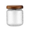 Tarro de almacenamiento de vidrio borosilicato en relieve con tapa de madera Xiangsi, patrón de martillo redondo, tarro, suministros de cocina, botella sellada, tarro de almacenamiento