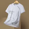 2026 Verão Novo Masculino Seda Gelada Secagem Rápida Manga Curta Camiseta Solta Respirável Esportiva Tendência Gola Redonda Meia Manga Top