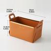 Caja de almacenamiento de escritorio de cuero, caja de cosméticos para el cuidado de la piel, caja coleccionable, cesta plegable de PU para guardar ropa, juguetes y libros.
