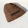 Nuevo Gorro de Lana para Niños de Placa Grande Suelto Apilado Gorro de Lana Alto Valor de Color Gorro de Punto Muestra la Cara Pequeña Cálido Grueso Gorro
