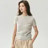 Cárdigan de punto Campari 25% seda de morera 75% cachemira, conjunto básico de cuello redondo para mujer, manga corta, top versátil