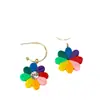 Pendientes de Flor de Color Dulce de Moda Simple Estilo Japonés y Coreano Pendientes de Botón Pequeños y Frescos de Diamante para Mujer Verano Nuevo Estilo
