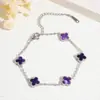 Pulseira de Aço Titânio Trevo de Quatro Folhas Cinco Pétalas Feminina Luxo Leve Pulseira de Mão Joia de Aço Inoxidável 520 Presente Presente de Negócios