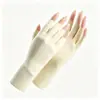 Guantes de seda de hielo para protección solar de cinco dedos, de longitud media, específicos para manicura de mujer, protección solar, sin dedos, delgados, de medio dedo, guantes de longitud extendida