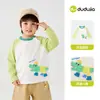 100% AlgodónCamiseta Infantil Familia Dudu Niños Niñas Top de Puro Algodón Capa Base para Bebé Ropa Infantil de Otoño Moderna