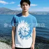 Vestido familiar de manga corta azul y blanca con cuello redondo, estilo étnico de Yunnan, hecho a mano, de algodón y lino, para parejas, cómodo para viajes y tiro.