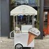 Carrinho de Sorvete de Ferro Carrinho de Bebidas Frias Pequeno Carrinho de Flores Carrinho de Sobremesas Multifuncional Suporte de Exibição Comercial Carrinho de Feira de Rua