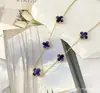 Colar trevo de quatro folhas cinco flores, aço titânio, banhado a ouro 18K, best-seller de live-streaming, moderno e versátil para mulheres, corrente de clavícula estilo coreano simples, atacado