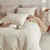 Conjunto de Roupa de Cama de Quatro Peças em Algodão Puro Escovado com 60 Fios, Estilo Luxo Leve, Capa de Edredom Jacquard Tingido na Massa, Conjunto Espesso de Algodão Puro para Outono e Inverno