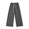 Pantalones Rectos de Pierna Ancha Holgados y Modernos con Cordón y Cintura Elástica para Mujer, Pantalones de Pierna Ancha Caídos Estilo Perezoso, Pantalones Largos Deportivos Casuales Estilo Americano