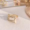 Anillo de diamantes de colores estilo coreano con esmalte de gota para mujer, combinación de esmalte de gota, apertura de letra doble T, nicho de alta gama, 2023, nuevo