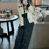 Pantalones vaqueros rectos de corte slim de alta gama para mujer Dongdaemun, Corea, 25B, estampado integral de patrón oscuro, regulares/cepillados