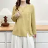 Camiseta de alta calidad con 40 hilos, 92% algodón, 8% elastano, 210g + cuello wrap trasero, talla grande 100kg, con botones y abertura, para mujer