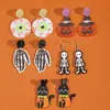 Pendientes de Halloween de gran venta con combinación de dibujos animados, divertidos pendientes con diseño de cabeza de calabaza, fantasma y murciélago.