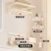 Toallero de doble pliegue, toallero de baño de pared sin taladro, estante de almacenamiento multifuncional para baño del hogar