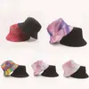 Sombrero de pescador tie-dye de doble cara con estampado digital transfronterizo para hombres y mujeres, sombrero de protección solar para moda exterior de primavera y verano