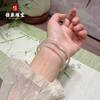 Pulsera cascabel de calcedonia natural solo esta pulsera de niña de tira delgada de ágata de calcedonia verde pulsera dai yuanshan jade al por mayor