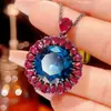 Nuevo Set Huabi Joyería Otoño e Invierno Base de Cobre Chapado en Oro Espinela Azul Simulada Negro Dorado de Alta Gama Piedra Principal 16-10m