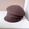 Gorra japonesa CA4L nueva con visera para mujer, gorro ecuestre de presión lateral para otoño e invierno, gorro australiano de fieltro de lana, gorro de moda de color liso.