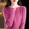 Nuevos estilos de otoño e invierno: suéter de punto de manga larga para mujer con escote asimétrico, talla grande, acanalado, corte ajustado y top favorecedor, perfecto como capa base