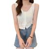 Camisola de Punto Calada sin Mangas para Mujer Primavera y Verano 2024 Nueva Versión Coreana Versátil Adelgazante Ropa Exterior Top de Fondo