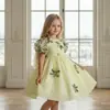 Exclusivo transfronterizo para vestidos formales de niña, mangas abullonadas, lazos, vestidos de princesa, temporada de bodas, vestidos de princesa para damas de honor, vestidos franceses