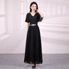Vestido de Noite para Mulheres, Decote V, Novo Estilo 2026, Aliexpress, Estilo Japonês e Coreano, Longo, Ajuste ao Corpo, Traje de Performance para Coro, Palco, Apresentador