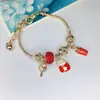 Pulsera Elegante de Aleación Galvanizada con Broche de Langosta y Trébol de Cuatro Hojas para Mujer, Más Vendida en el Sudeste Asiático, Joyería de Dibujos Animados en Stock, Hecha a Mano