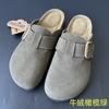 Medias Pantuflas Birkenstock de Piel de Vaca 2026 para Mujer, Primavera y Otoño, Zuecos Planos sin Cierre para Uso en Exteriores