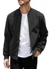 Jaqueta Masculina de Camurça Cor Sólida com Zíper Outono Amazon Transfronteiriça Casual Retro Manga Longa Jaqueta Cardigan de Comércio Exterior