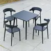 Combinación de Mesa y Sillas para Exteriores Tienda de Té con Leche Negra Mesa para Exteriores Patio de Ocio al Aire Libre Balcón de Plástico para Exteriores Impermeable y Protección Solar