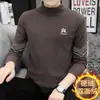 Camiseta base térmica de doble cara para hombre para otoño e invierno con cuello alto tipo tortuga, camiseta de manga larga con forro polar, camiseta interior de cuello medio