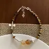 Pulseira de contas estilo Maillard vintage com pedra olho de tigre marrom, acessório de mão ajustável personalizado, novo acessório versátil estilo chinês para mulheres