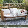Sofá exterior de ratán para tres personas, impermeable y a prueba de sol, adecuado para patios de casas de huéspedes, jardines, balcones y ocio al aire libre, con mesa de café y muebles de silla de ratán