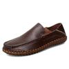 2024 Novo Cross-border Tamanho Grande Costurado à Mão Camada Superior de Couro de Vaca Sapatos Preguiçosos Sapatos Casuais de Couro